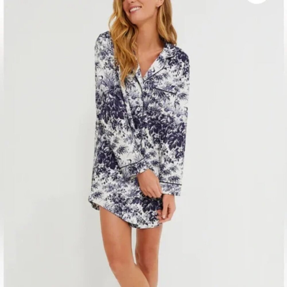 Tuckernuck Cypress Toile Pajama Night Shirt Size Small